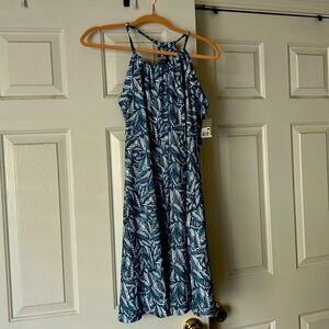Blue resort cruise athletic dress, with built in shelf bra.